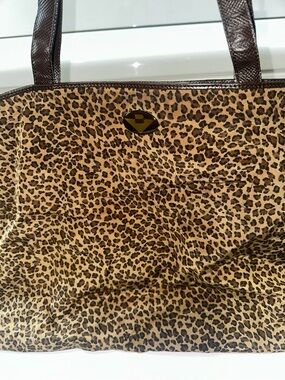 Bottega Veneta Leopard Print Tote with Brown Trim